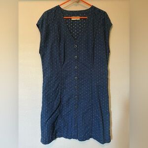 Madewell Blue Sleeveless V-Neck Sheath Dress